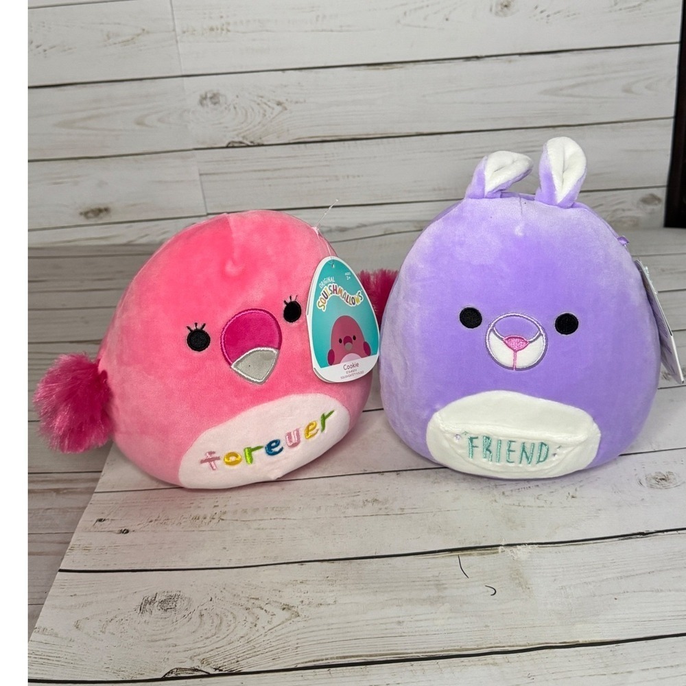 Squishmallows Cookie Flamingo & Kiki Kangaroo 7.5" Plush Forever Friends NWT